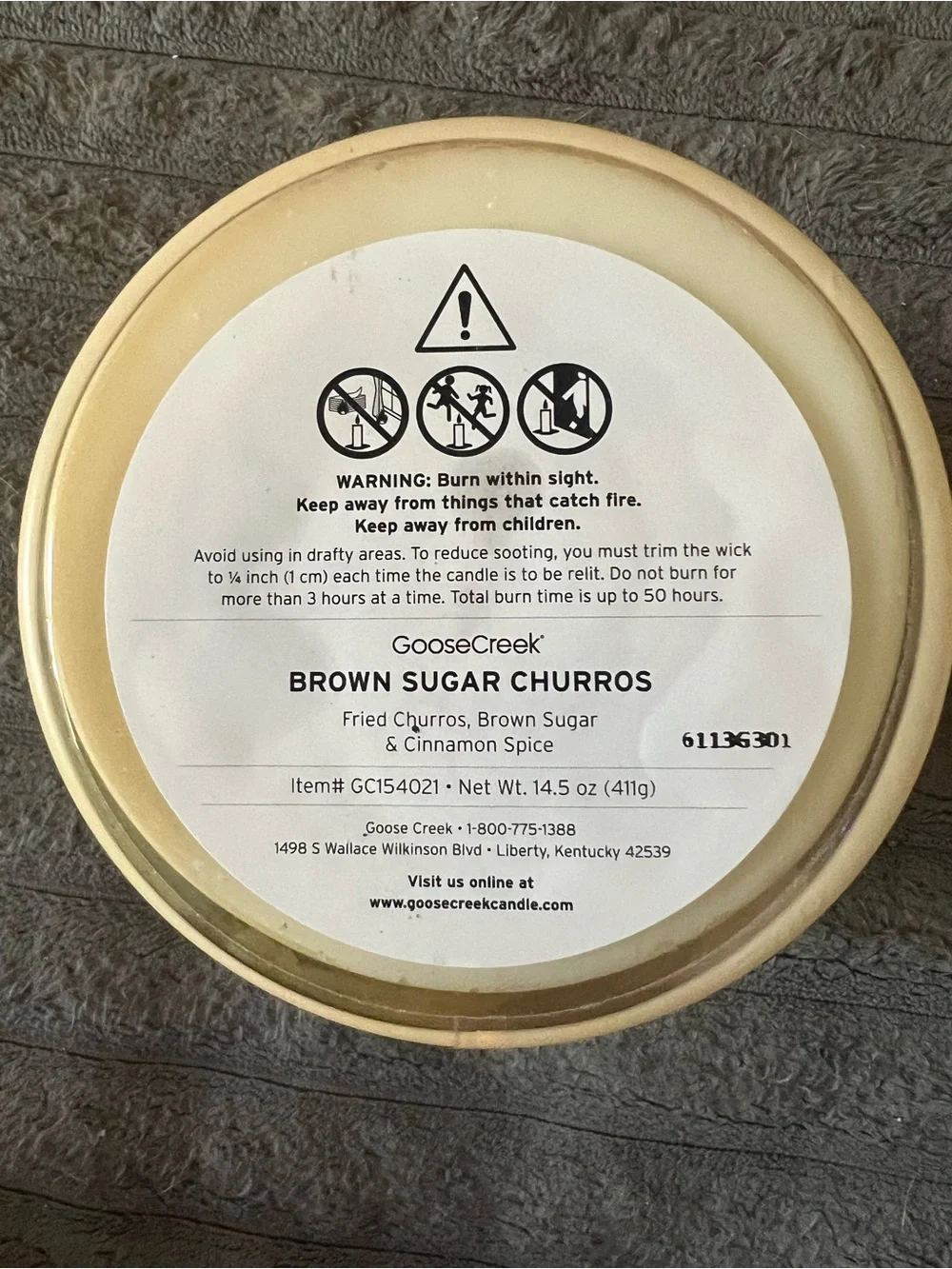 Goose Creek Country Fair Fresh Brown Sugar Churros 3 Wick Candle 14.5 Oz